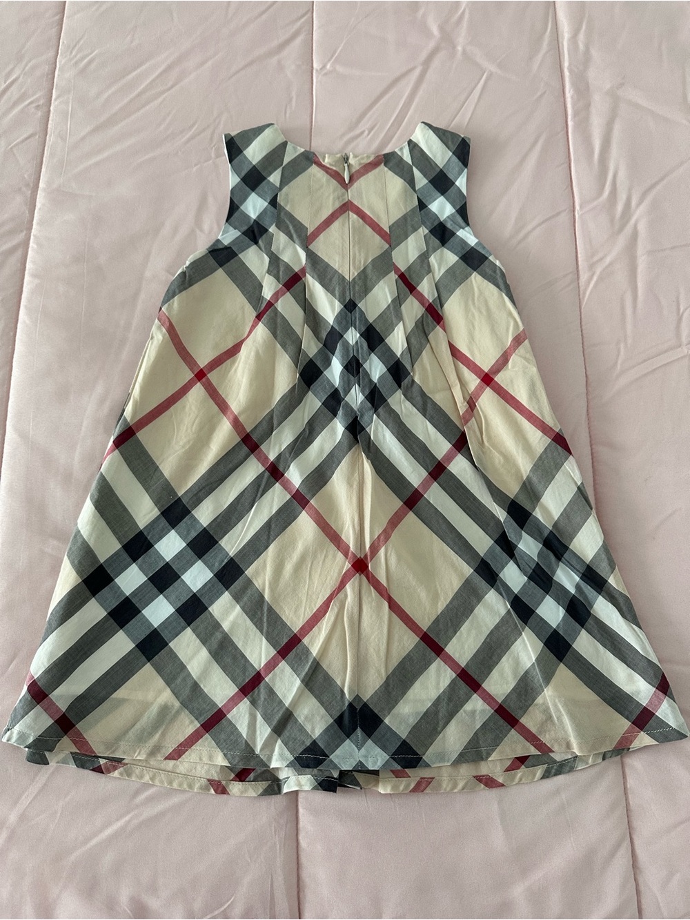 Authentic Burberry Beige Plaid Sleeveless Dress with Black & Red Checks - Picture 2 of 5